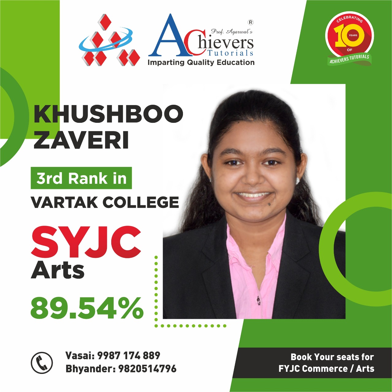 Khushboo SYJC Arts Topper