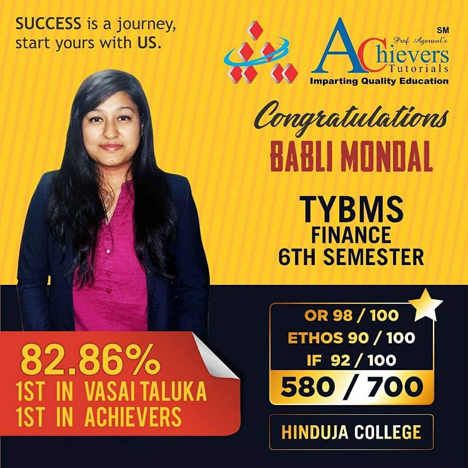 TYBMS 1st in Vasai Taluka