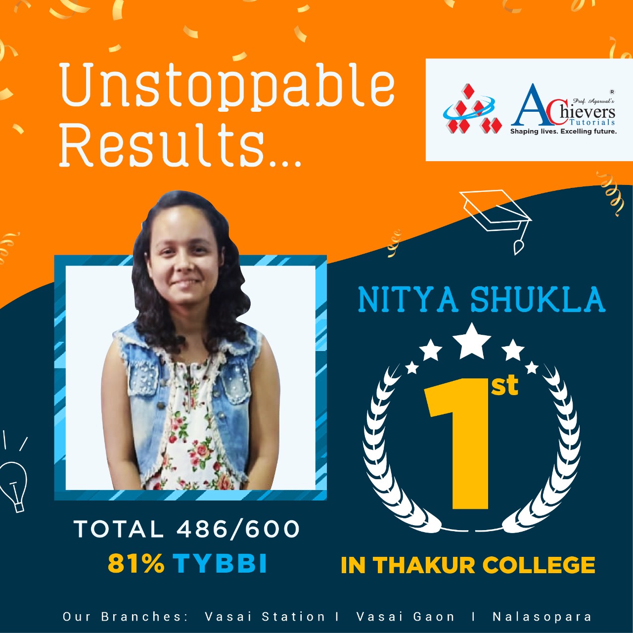 Nitya Shukla 1st in Thakur College TYBBI 