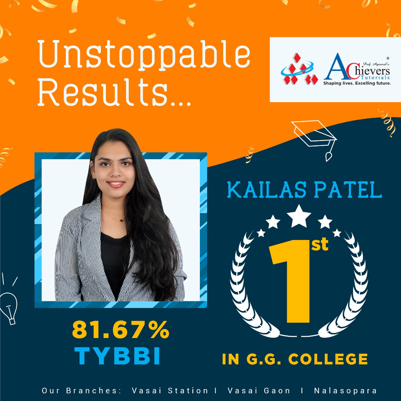 Kailas Patel 1st in GG College TYBBI